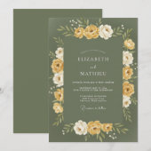 Invitation Couronne de mariage Olive Gold (Devant / Derrière)