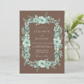 Invitation Couronne de mariage opulente sarcelle (Debout devant)