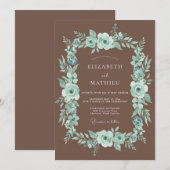 Invitation Couronne de mariage opulente sarcelle (Devant / Derrière)