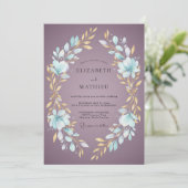 Invitation Couronne de mariage or mauve (Debout devant)