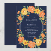 Invitation Couronne de mariage orange minuit (Devant / Derrière)