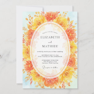 Invitation Couronne de mariage orange safran