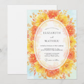 Invitation Couronne de mariage orange safran (Devant / Derrière)