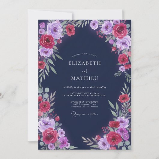 Invitation Couronne de mariage Orchidée de minuit (Devant)