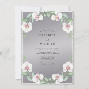 Invitation Couronne de mariage Orchidée grise