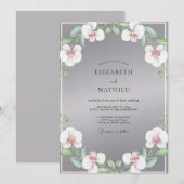 Invitation Couronne de mariage Orchidée grise (Devant / Derrière)