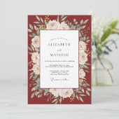 Invitation Couronne de mariage Paeonie Écarlate (Debout devant)