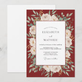 Invitation Couronne de mariage Paeonie Écarlate (Devant / Derrière)