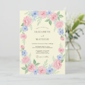 Invitation Couronne de mariage papillon bleu ciel (Debout devant)