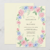Invitation Couronne de mariage papillon bleu ciel (Devant / Derrière)