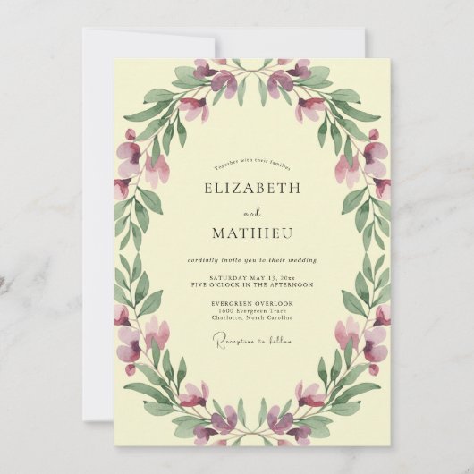 Invitation Couronne de mariage papillon de prunier côtier (Devant)