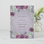 Invitation Couronne de mariage peinte de violet (Debout devant)