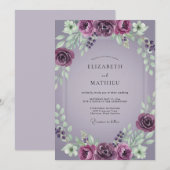 Invitation Couronne de mariage peinte de violet (Devant / Derrière)