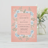 Invitation Couronne de mariage Periwinkle Corail (Debout devant)