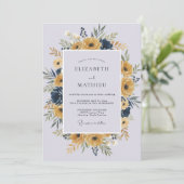 Invitation Couronne de mariage Periwinkle Moutarde (Debout devant)