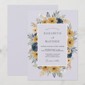 Invitation Couronne de mariage Periwinkle Moutarde (Devant / Derrière)
