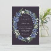 Invitation Couronne de mariage Periwinkle prune (Debout devant)