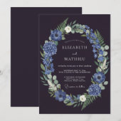 Invitation Couronne de mariage Periwinkle prune (Devant / Derrière)