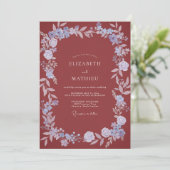 Invitation Couronne de mariage Periwinkle Rouille (Debout devant)