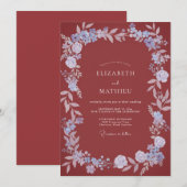 Invitation Couronne de mariage Periwinkle Rouille (Devant / Derrière)