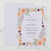 Invitation Couronne de mariage Periwinkle Soft Peach (Devant / Derrière)