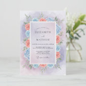Invitation Couronne de mariage Periwinkle Warm Peach (Debout devant)