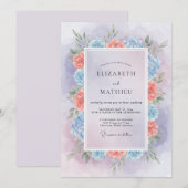 Invitation Couronne de mariage Periwinkle Warm Peach (Devant / Derrière)