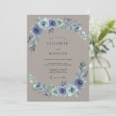 Invitation Couronne de mariage Pervenche ardoise (Debout devant)