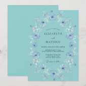 Invitation Couronne de mariage Pervenche Ciel (Devant / Derrière)