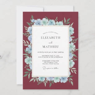 Invitation Couronne de mariage Pervenche Vin