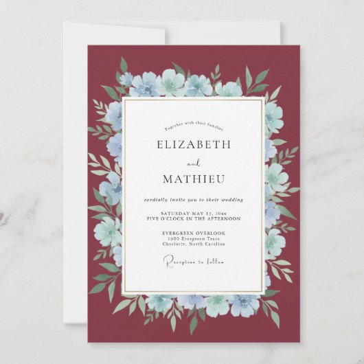 Invitation Couronne de mariage Pervenche Vin (Devant)