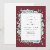 Invitation Couronne de mariage Pervenche Vin (Devant / Derrière)