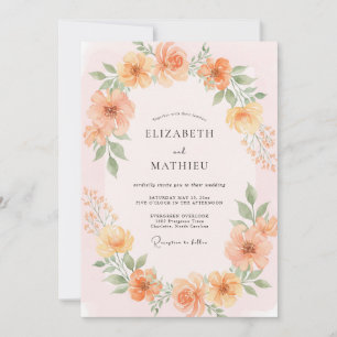 Invitation Couronne de mariage Pivoine Abricot