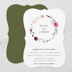 Invitation Couronne de mariage pour jardin délicat