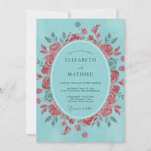 Invitation Couronne de mariage poussiéreuse de corail sarcell
