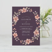 Invitation Couronne de mariage prune abricot (Debout devant)