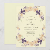 Invitation Couronne de mariage Prune Beurre (Devant / Derrière)