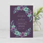 Invitation Couronne de mariage prune et menthe (Debout devant)