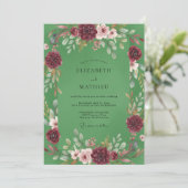 Invitation Couronne de mariage prune pistache (Debout devant)