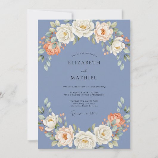 Invitation Couronne de Mariage Ranunculus Bleuet (Devant)