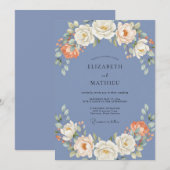 Invitation Couronne de Mariage Ranunculus Bleuet (Devant / Derrière)