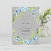 Invitation Couronne de mariage Rose Azur (Debout devant)