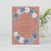 Invitation Couronne de mariage Rose Bleue (Debout devant)
