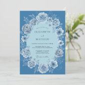 Invitation Couronne de mariage Rose Bleuet (Debout devant)
