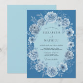 Invitation Couronne de mariage Rose Bleuet (Devant / Derrière)