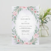 Invitation Couronne de mariage Rose Blush Sage (Debout devant)