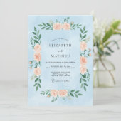 Invitation Couronne de mariage Rose Ciel (Debout devant)