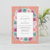 Invitation Couronne de mariage Rose Corail (Debout devant)