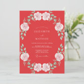 Invitation Couronne de mariage rose corail (Debout devant)