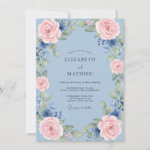 Invitation Couronne de mariage rose Cottagecore